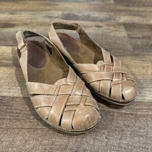 BARETRAPS Womens Darletta Slingback Woven Fisherman Sandals 7 M Tan Leather